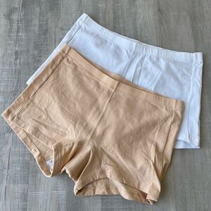 WIRARPA New Set of 2 (White and Beige) Women’s Cotton Blend Boxer Briefs Small